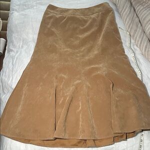 Tan Flared Midi Skirt